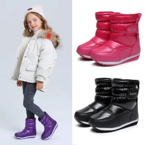 Toddler Big Kids Adult Winter Waterproof Solid Color Snow Boots 3-color