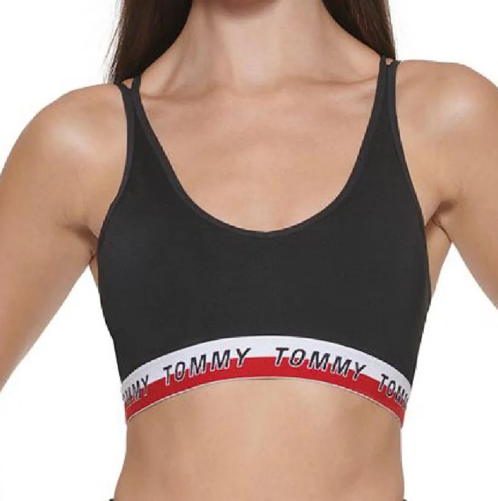 Tommy Hilfiger Women's Logo Fitness Sports Bra Black Size Large