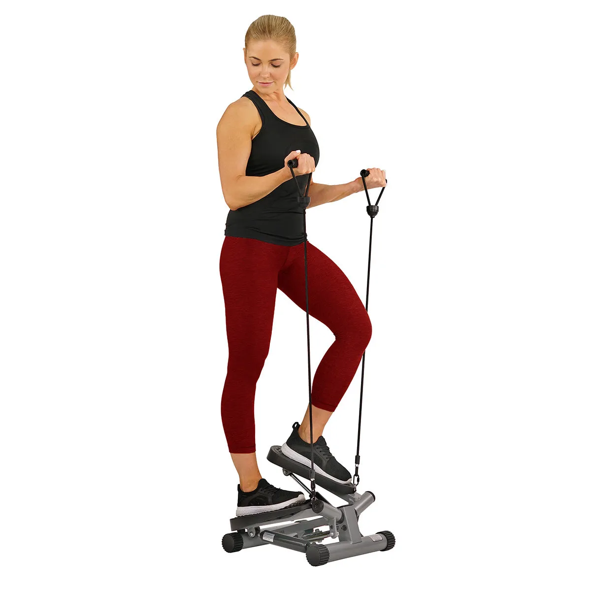 Twisting Stair Stepper Step Machine w/ Resistance Bands and LCD Monitor