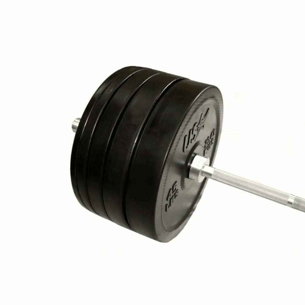 USA 305 lb Bumper Plate Barbell Set