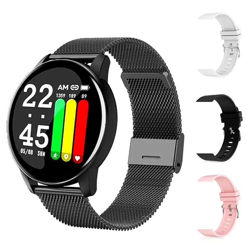 Watch  Women Men Blood Pressure Heart Rate Fitness Tracker Watch Sport Round Smartwatch Smart Clock for Android IOS