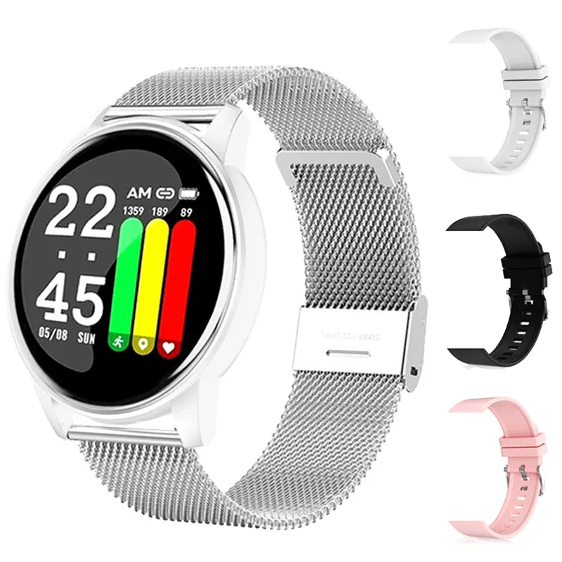 Watch  Women Men Blood Pressure Heart Rate Fitness Tracker Watch Sport Round Smartwatch Smart Clock for Android IOS