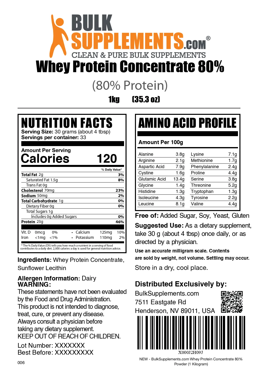 Whey Protein Concentrate 80% Powder