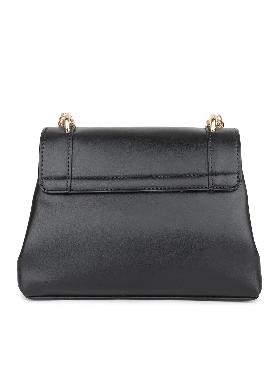 Women Black Structured Sling Bag