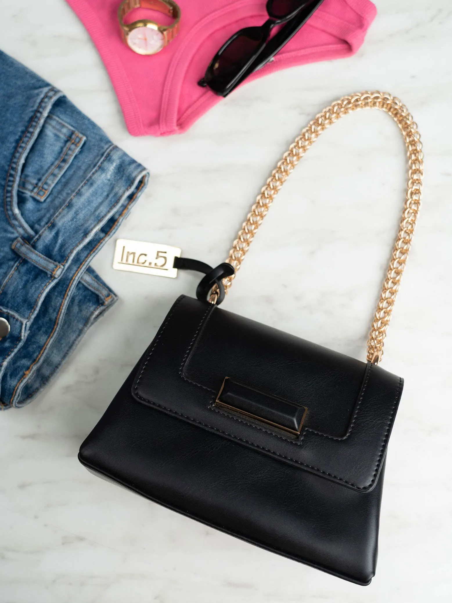 Women Black Structured Sling Bag