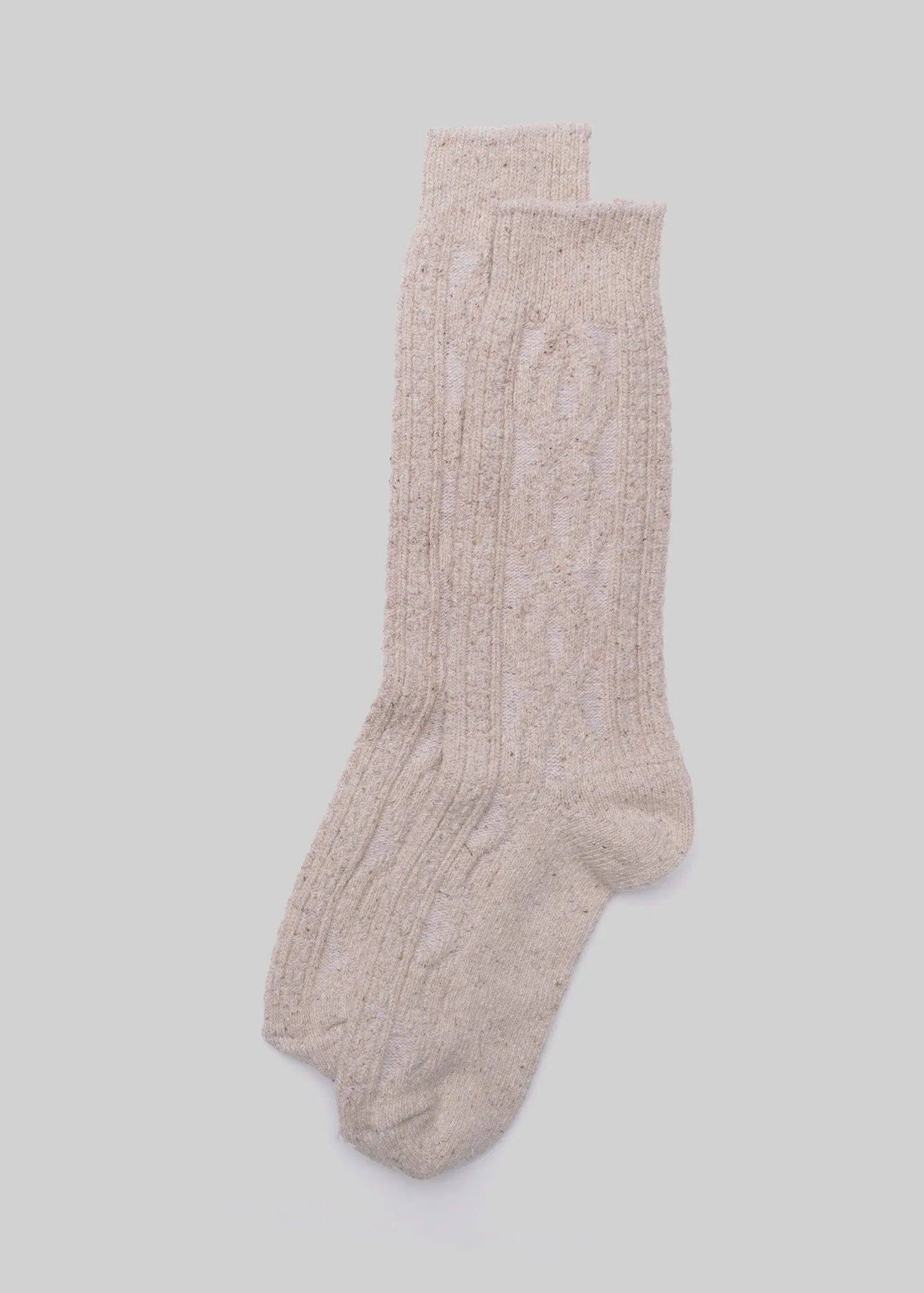 Wool Silk Cable Knit Sock