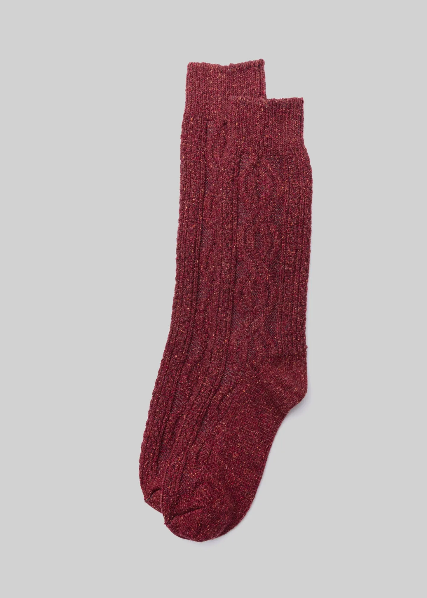 Wool Silk Cable Knit Sock