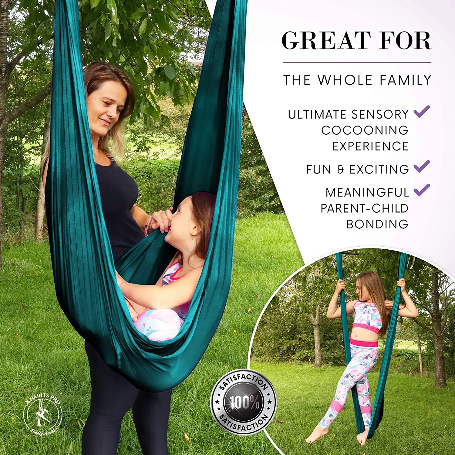 X Habits Pro Premium Aerial Yoga Hammock - Aerial Yoga Swing Set - Antigravity Aerial Silks - Flying Yoga Sling Inversion Equipment - Hardware Included, Resistance Band, Manual and Tote Bag