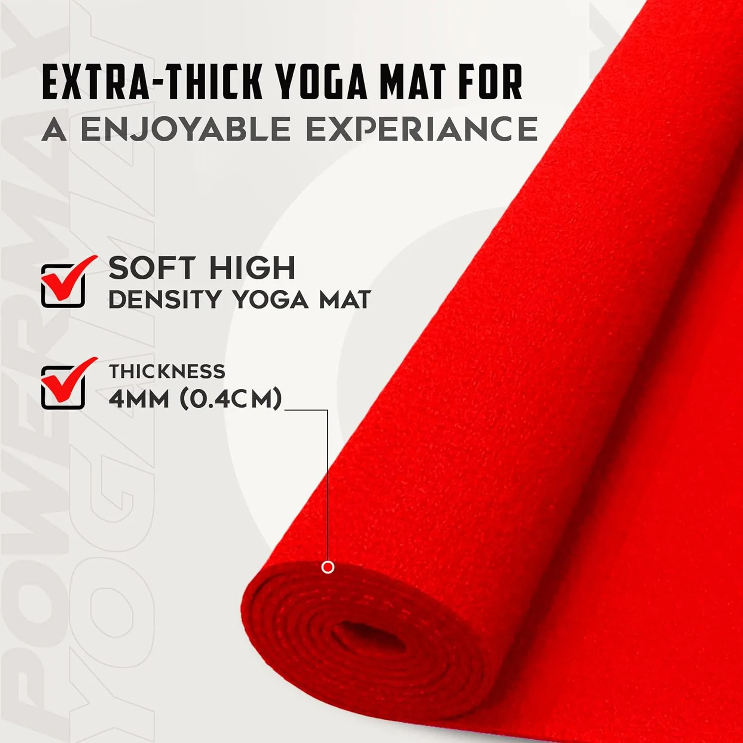 YE6-1.2-RD 6mm Thick Premium Exercise Yoga Mat for Gym Workout [Ultra-Dense Cushioning | Tear Resistance & Water Proof] Eco-Friendly Non-Slip Yoga Mat for Gym and Any General Fitness