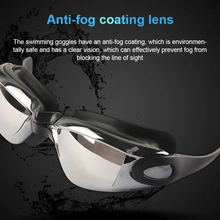 YJ003 Electroplating HD Anti-fog Swimming Glasses Waterproof Diving Equipment for Man and Women(Black)